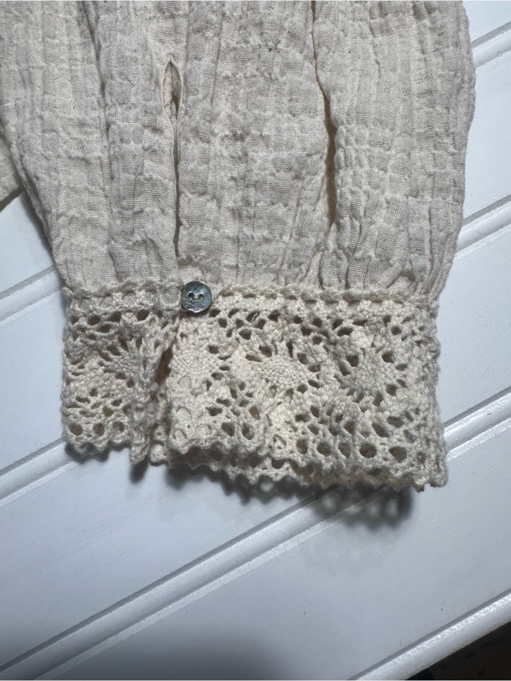 Zara cream crochet lace cropped long sleeve top women’s medium - Picture 7 of 10